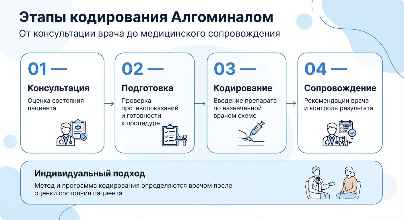 Кодирование препаратом «Алгоминал» в Белебее инфографика